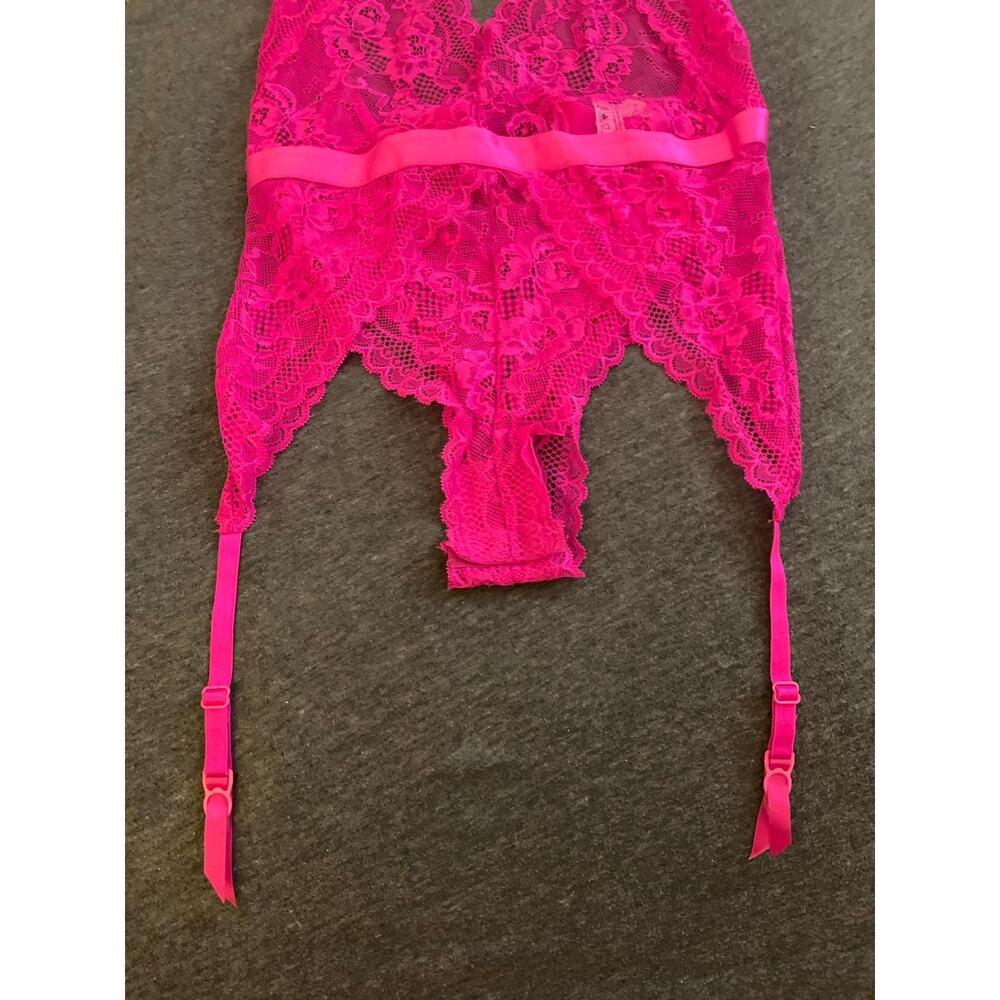 New NWT Dreamgirl Stretch Lace Garter Teddy Halter Neck Small Pink lingerie - Picture 6 of 10